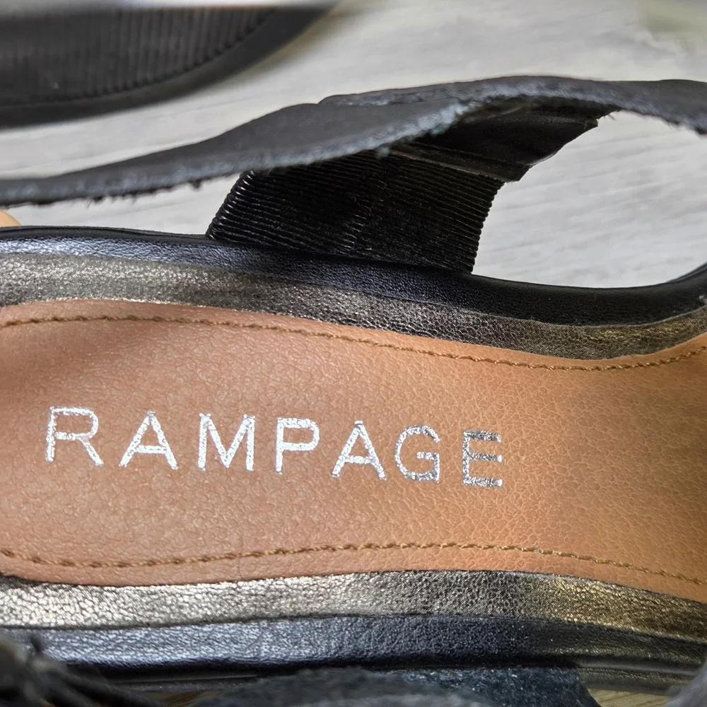 Rampage RAM-HALY Black Double Strap Block Heel Slingback Sandals Womens 6.5M